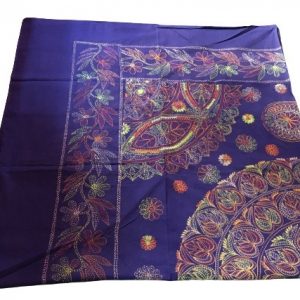 Navy Cotton Stitch Handicraft Bed Sheet