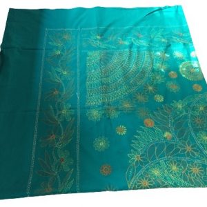 Teal Cotton Stitch Handicraft Bed Sheet